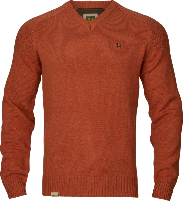 Merino-Pullover mit V-Ausschnitt Bombay brown – Härkila