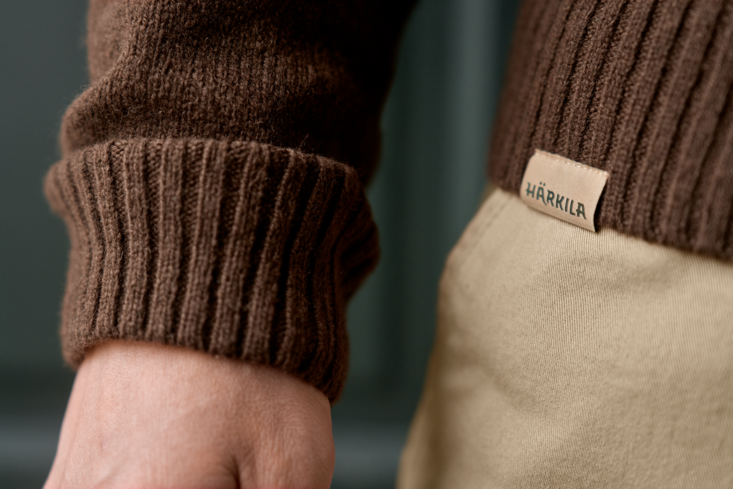 Merino-Pullover mit V-Ausschnitt Demitasse brown – Härkila