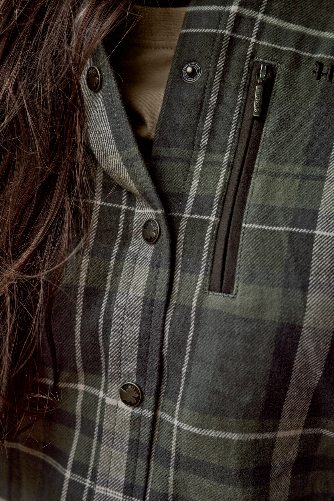 Pajala L/S Hemd Damen – Olive check – Härkila