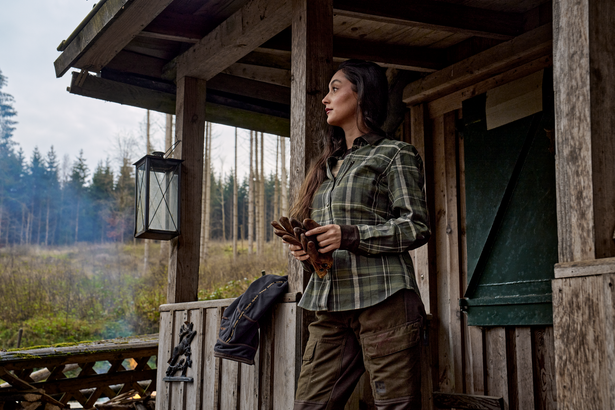 Pajala L/S Hemd Damen – Olive check – Härkila