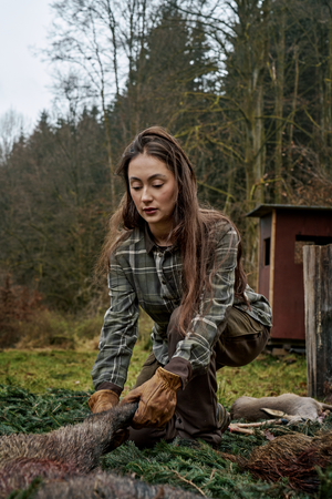 Pajala L/S Hemd Damen – Olive check – Härkila