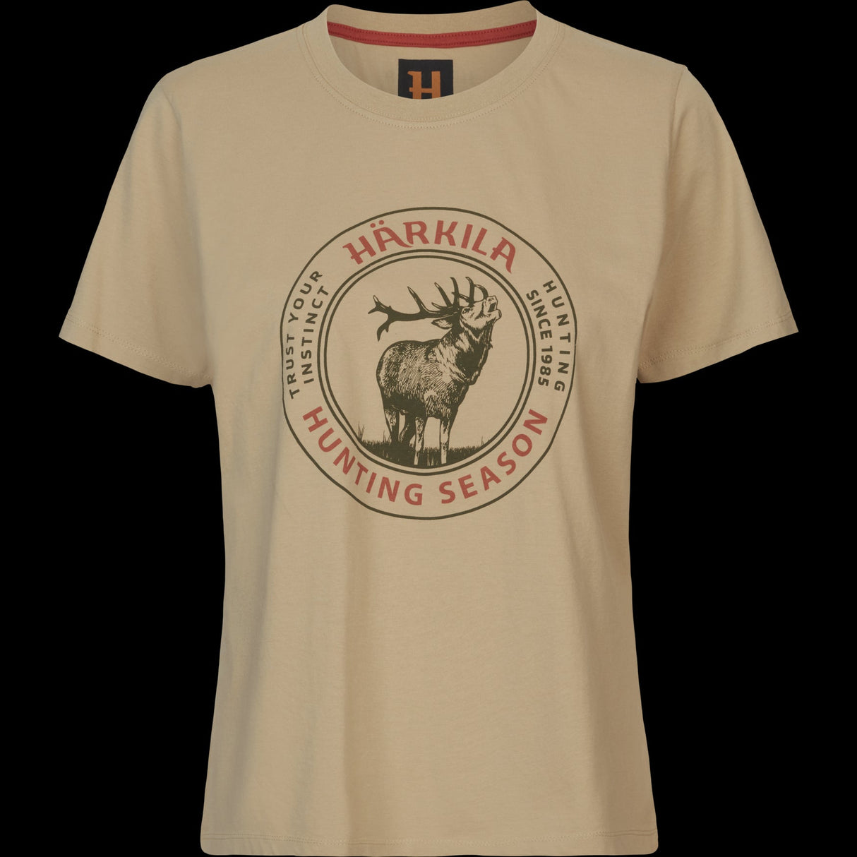 Stag Badge Kurzarm T-Shirt Damen Sand - Härkila