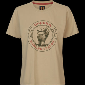 Stag Badge Kurzarm T-Shirt Damen Sand - Härkila