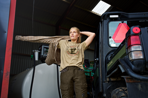 Stag Badge Kurzarm T-Shirt Damen Sand - Härkila