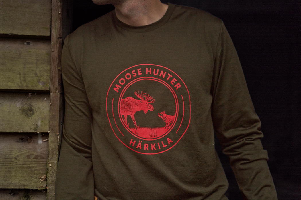 Game Langarm-T-Shirt – Willow green moose – Härkila