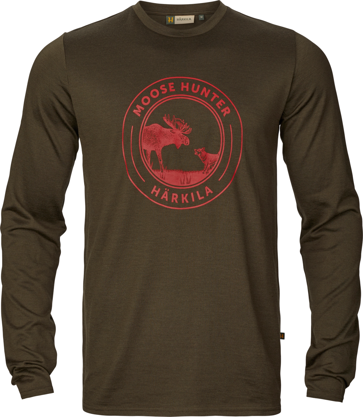 Game Langarm-T-Shirt – Willow green moose – Härkila