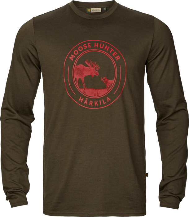Game Langarm-T-Shirt – Willow green moose – Härkila