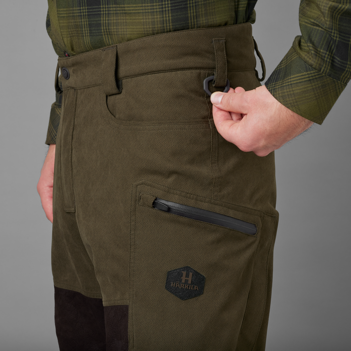 Drückjagd-HWS-Lederhose Weidengrün/Schattenbraun - Härkila