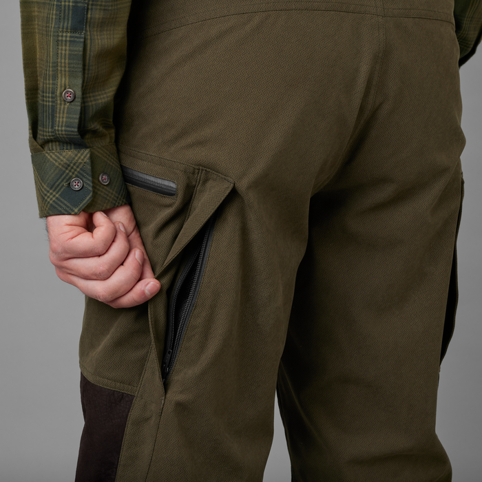 Drückjagd-HWS-Lederhose Weidengrün/Schattenbraun - Härkila