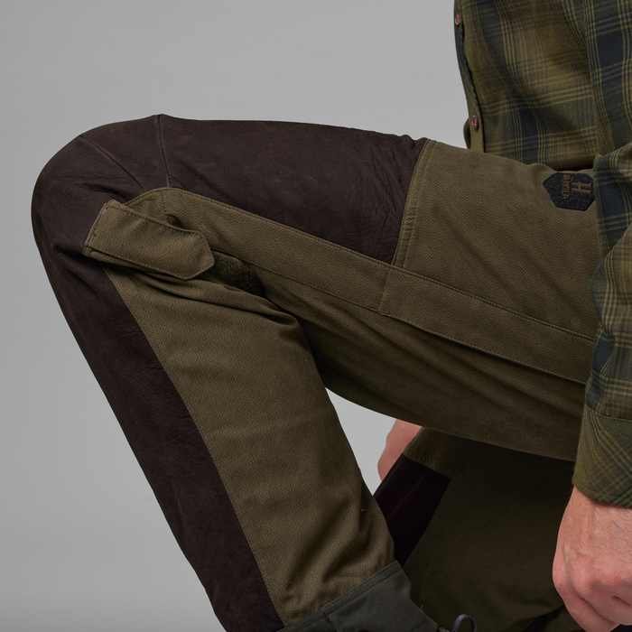 Drückjagd-HWS-Lederhose Weidengrün/Schattenbraun - Härkila