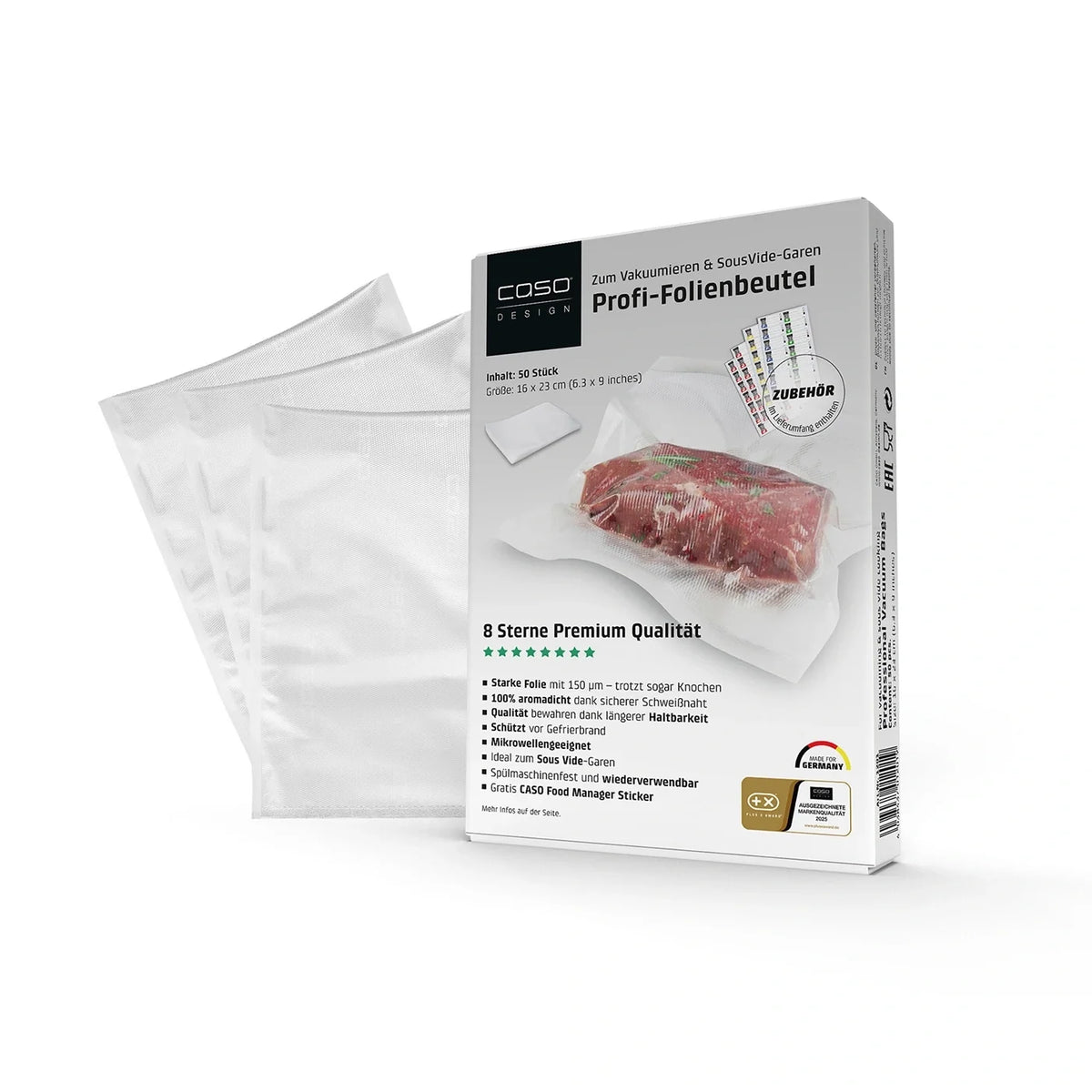 Vakuumierbeutel 16x23 cm 50 Stk. - 150 my – Caso