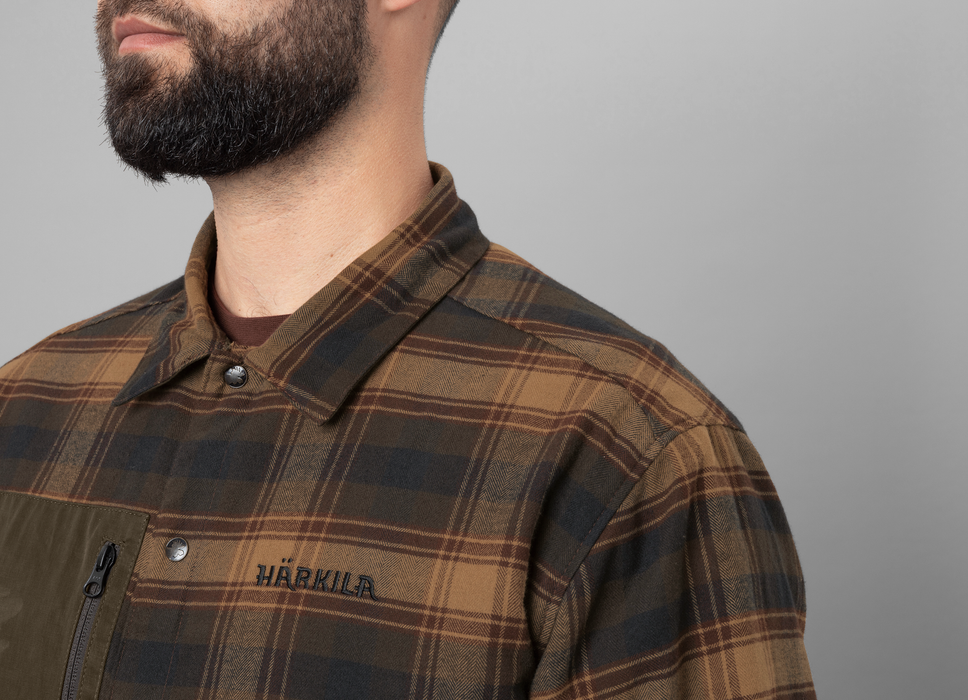 Wende-Hemdjacke Eirik Dunkles warmes Oliv/Burgund - Härkila