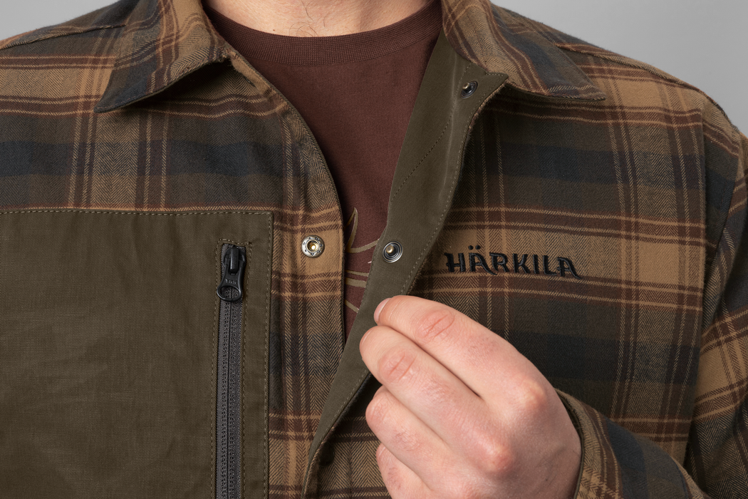 Wende-Hemdjacke Eirik Dunkles warmes Oliv/Burgund - Härkila