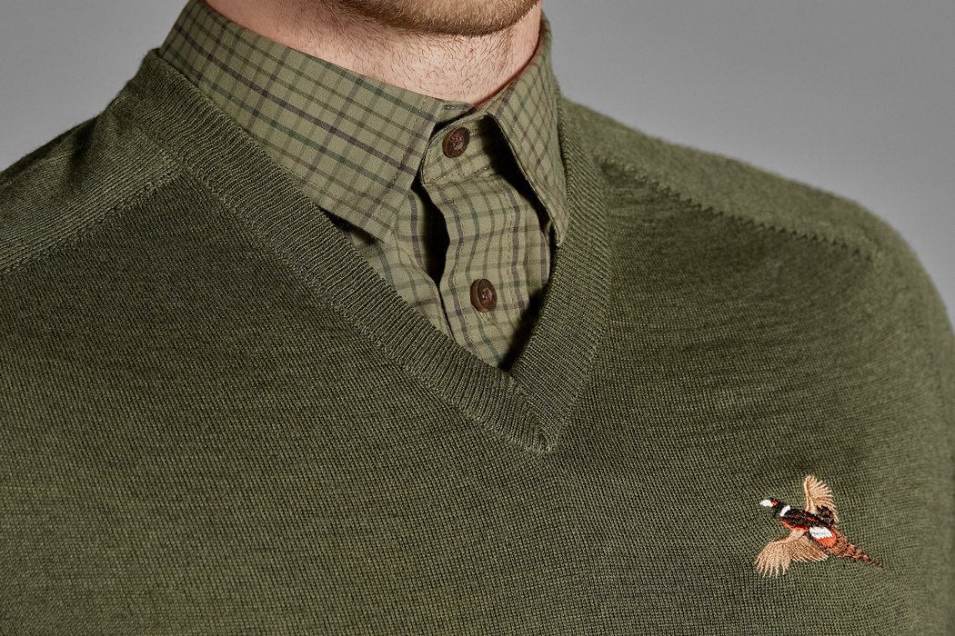 Woodcock V-Ausschnitt-Pullover Classic grün - Seeland