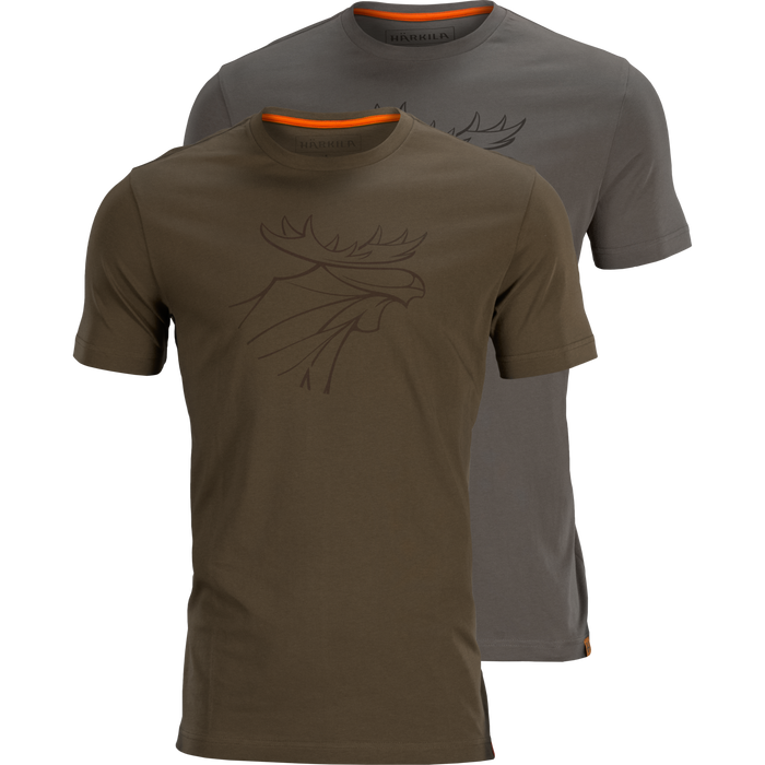 Grafisches T-Shirt 2er-Pack - Willow green/Grau - Härkila