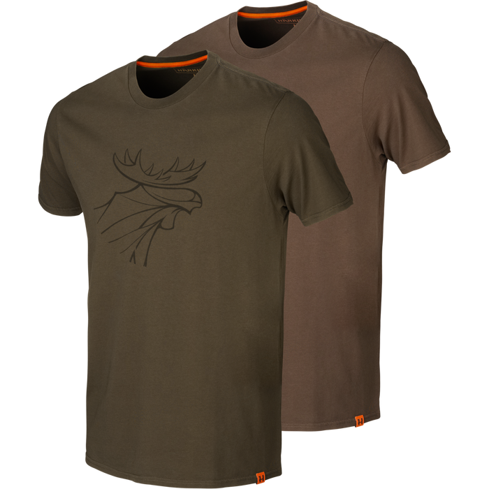 Härkila Grafik-T-Shirt 2er-Pack – Weidengrün/Schieferbraun – Härkila