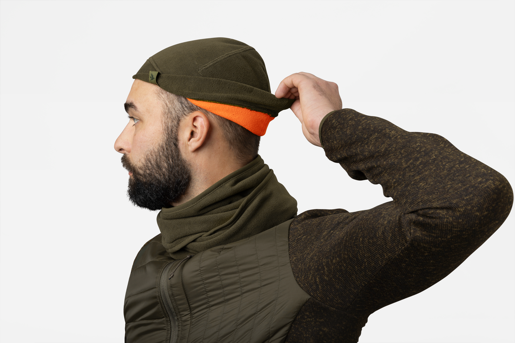 Wendefleece - Mütze Tannengrün/Hi-Vis-Orange - Seeland