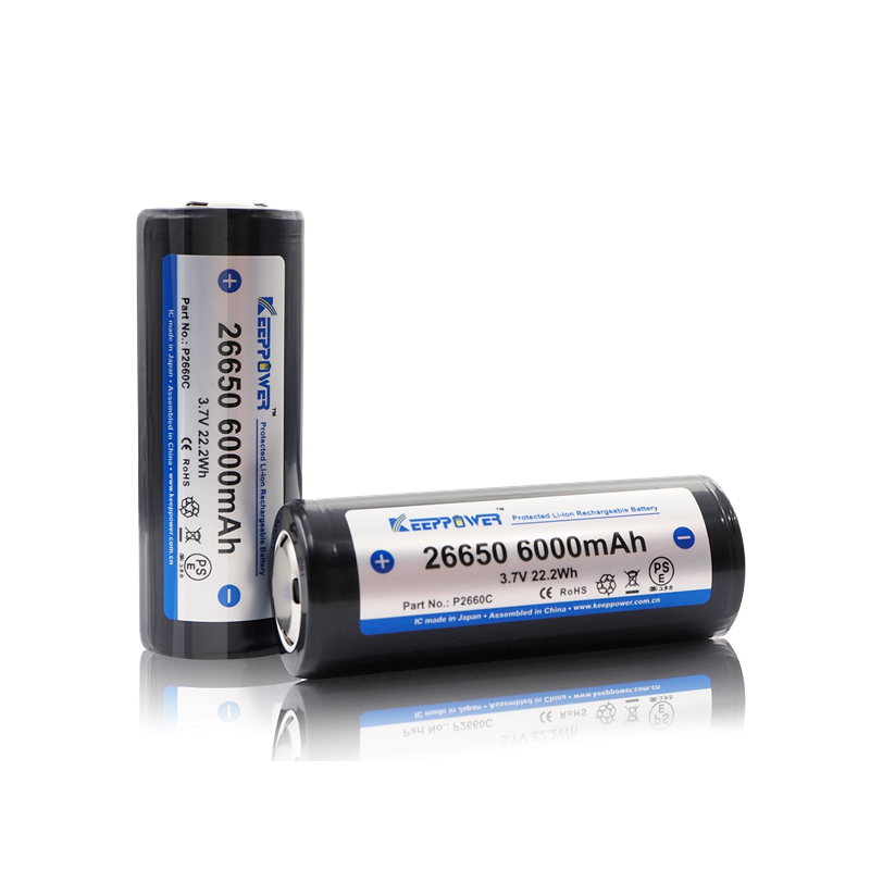 26650 KeepPower 6000mAh Protected Li-Ion Akku 3,6V - 2 PACK