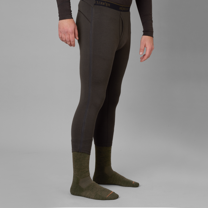 Härkila Base All Season lange Unterhose mit seitlichem Reißverschluss, Schattenbraun – Härkila
