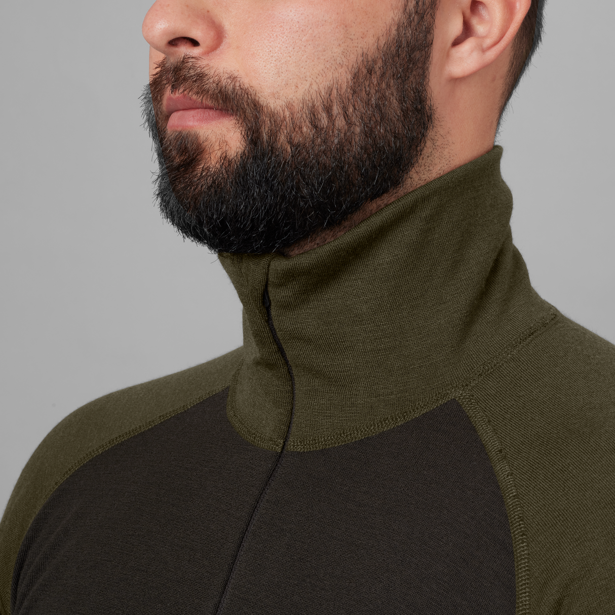 Base Warm Zip-Neck Unterhemd Willow green/Shadow brown - Härkila