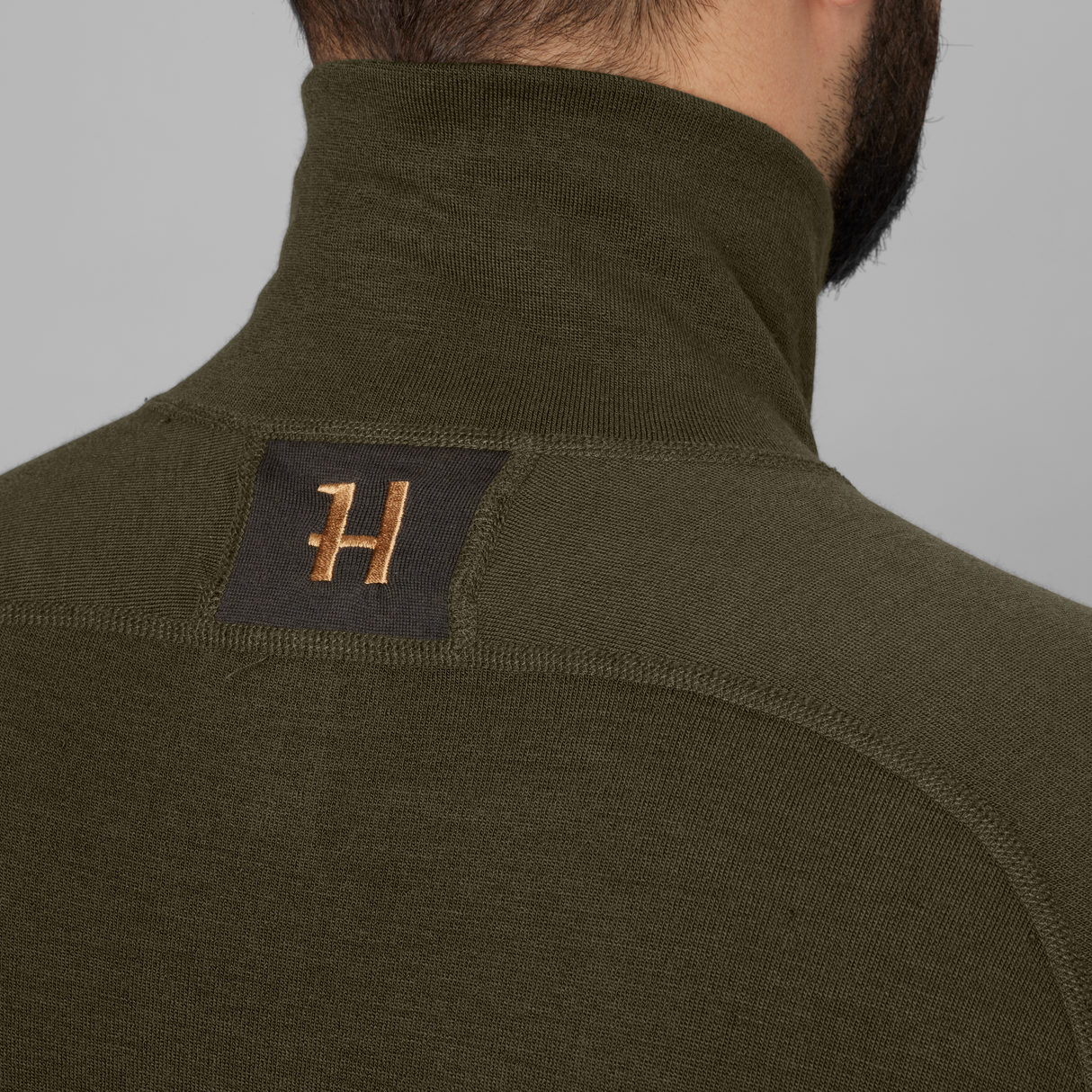 Base Warm Zip-Neck Unterhemd Willow green/Shadow brown - Härkila