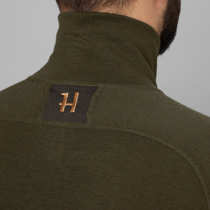 Base Warm Zip-Neck Unterhemd Willow green/Shadow brown - Härkila