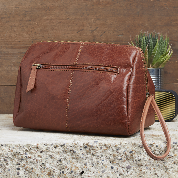 Leder-Kulturtasche Hellbraun - Corium