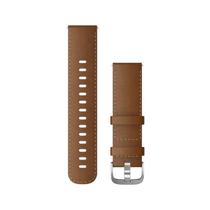 Quick Release remme (20 mm), Mørkebrunt læder, sølv hardware 2