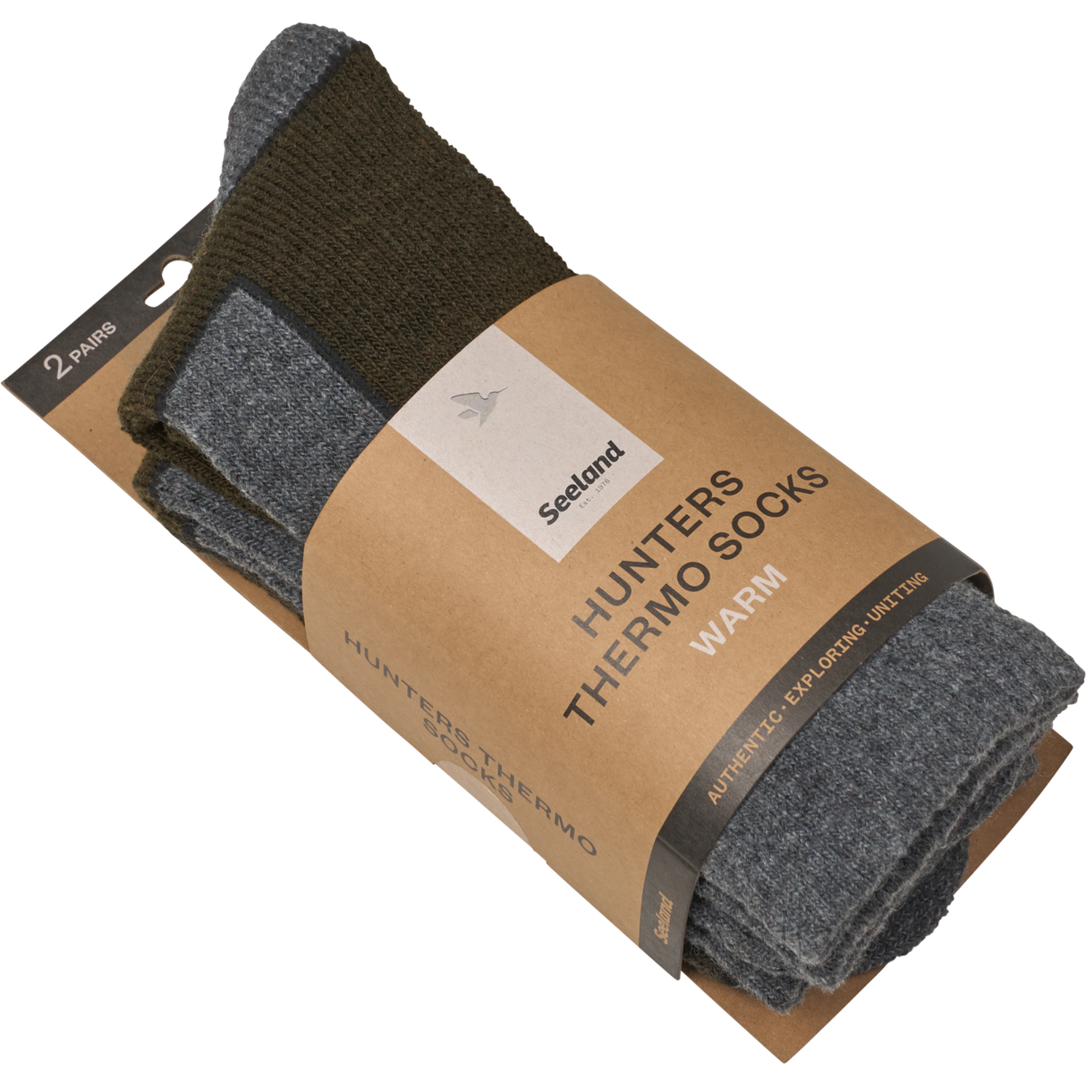 Feld Thermosocken 2er-Pack Pine Green Melange/Grau Melange