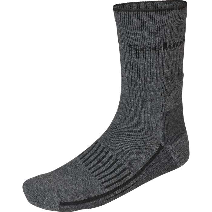 Heavy Field Merino-Socken Grau/Melange/Schwarz