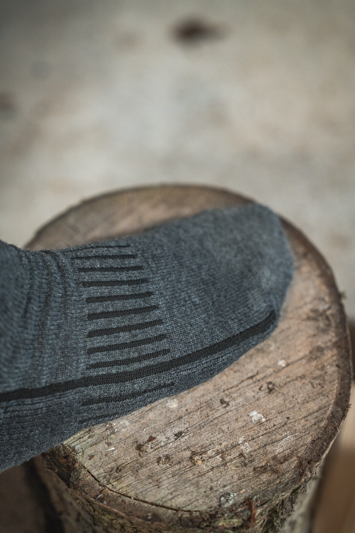 Heavy Field Merino-Socken Grau/Melange/Schwarz
