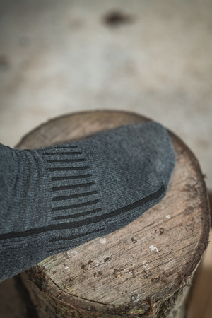 Heavy Field Merino-Socken Grau/Melange/Schwarz