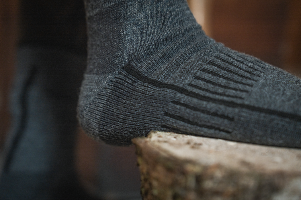 Heavy Field Merino-Socken Grau/Melange/Schwarz