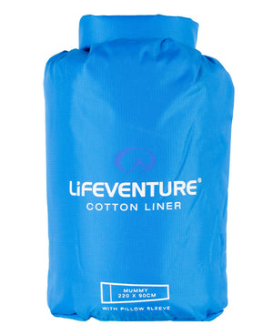 Cotton Sleeping Bag Liner, Mummy, Blue - Life Venture