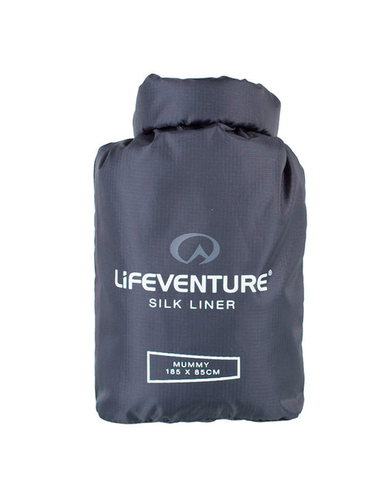 Silk Sleeping Bag Liner, Mummy, Grey - Life Venture