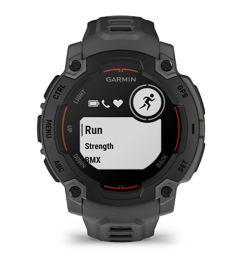 Instinct® E – 45 mm, Schwarz mit Charcoal-Armband – Garmin