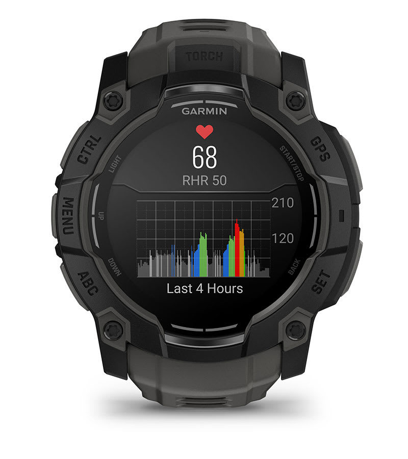 Instinct® 3 – 50 mm, AMOLED, Schwarz Mit Charcoal Riemen – Garmin