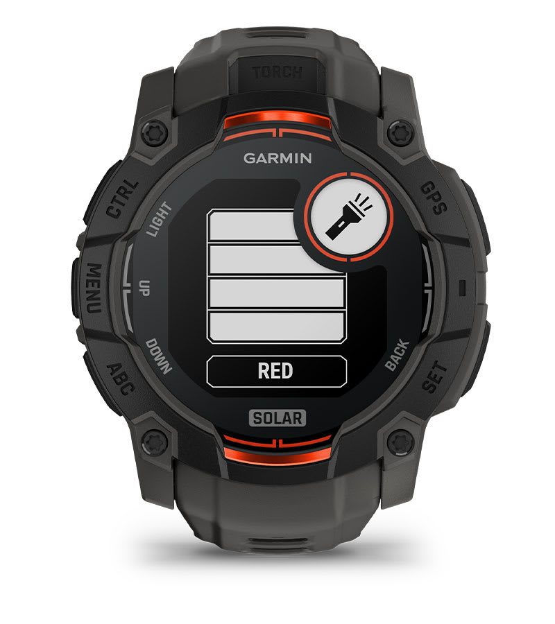 Instinct® 3 – 50 mm, Solar, Schwarz mit Charcoal-Armband – Garmin