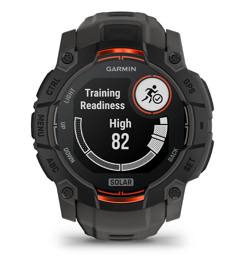 Instinct® 3 – 50 mm, Solar, Schwarz mit Charcoal-Armband – Garmin