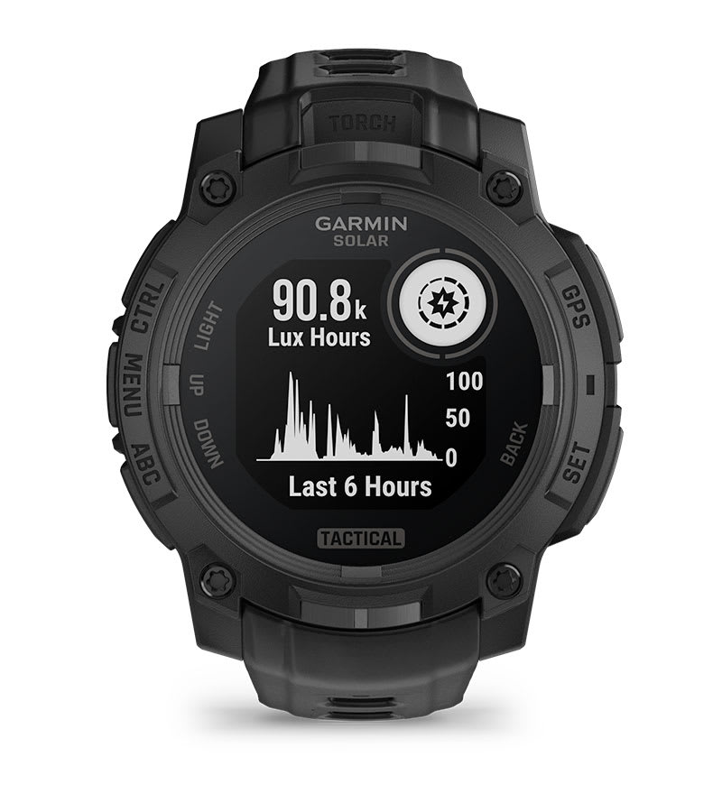 Instinct® 3 – 45 mm, Solar, Tactical Edition, Schwarz mit schwarzem Armband – Garmin