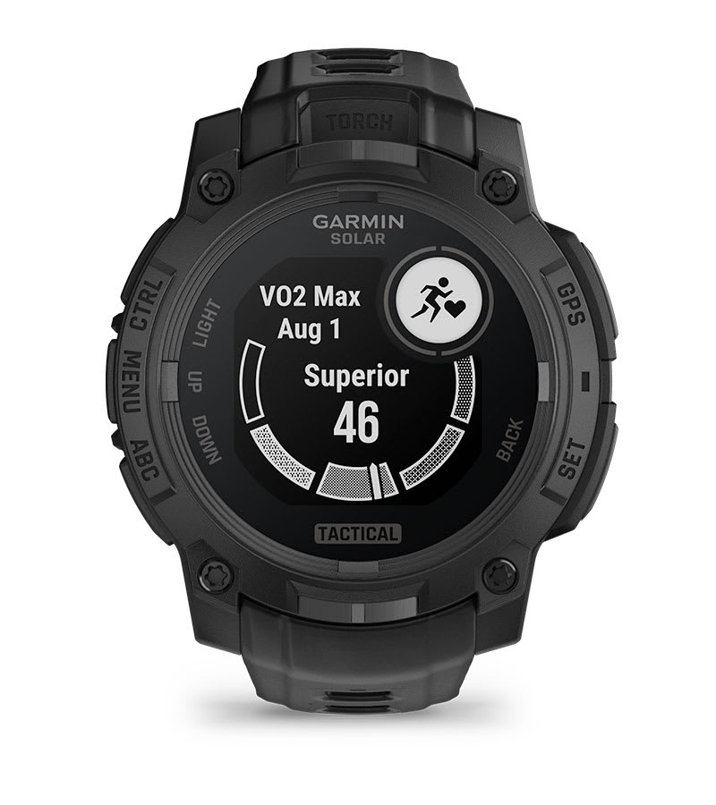 Instinct® 3 – 45 mm, Solar, Tactical Edition, Schwarz mit schwarzem Armband – Garmin