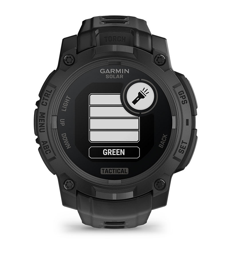 Instinct® 3 – 45 mm, Solar, Tactical Edition, Schwarz mit schwarzem Armband – Garmin