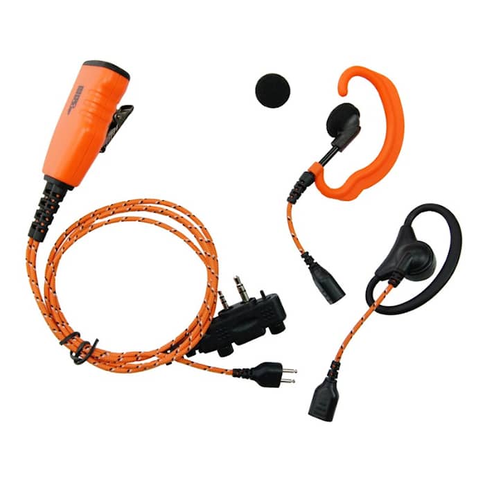 PRO-U610LA Orangefarbenes Stoffkabel, „3-in-1“ C- und D-Jumper/Peltor und Mikrofon/PTT