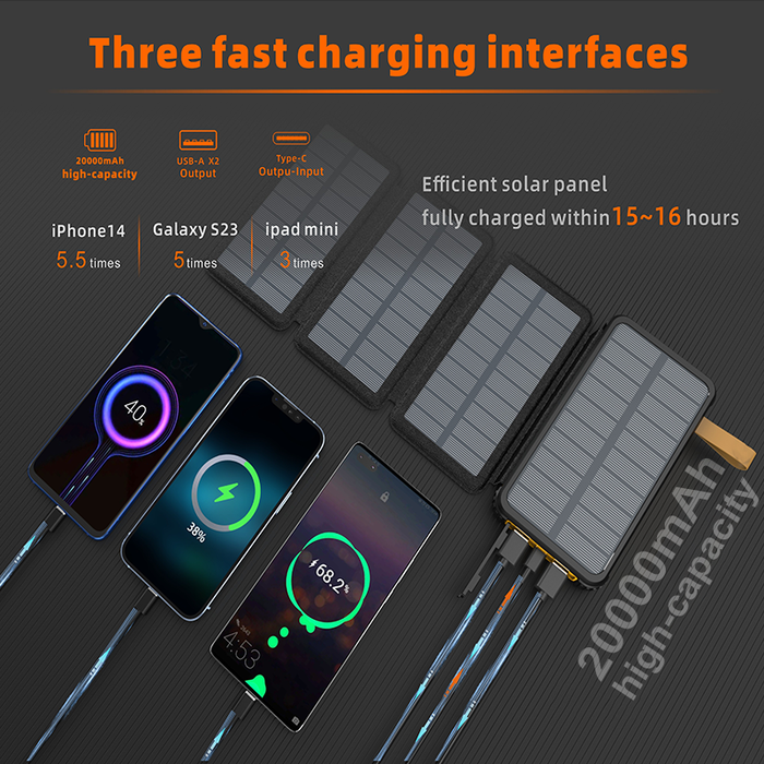 Solcelle Powerbank 20000mAh