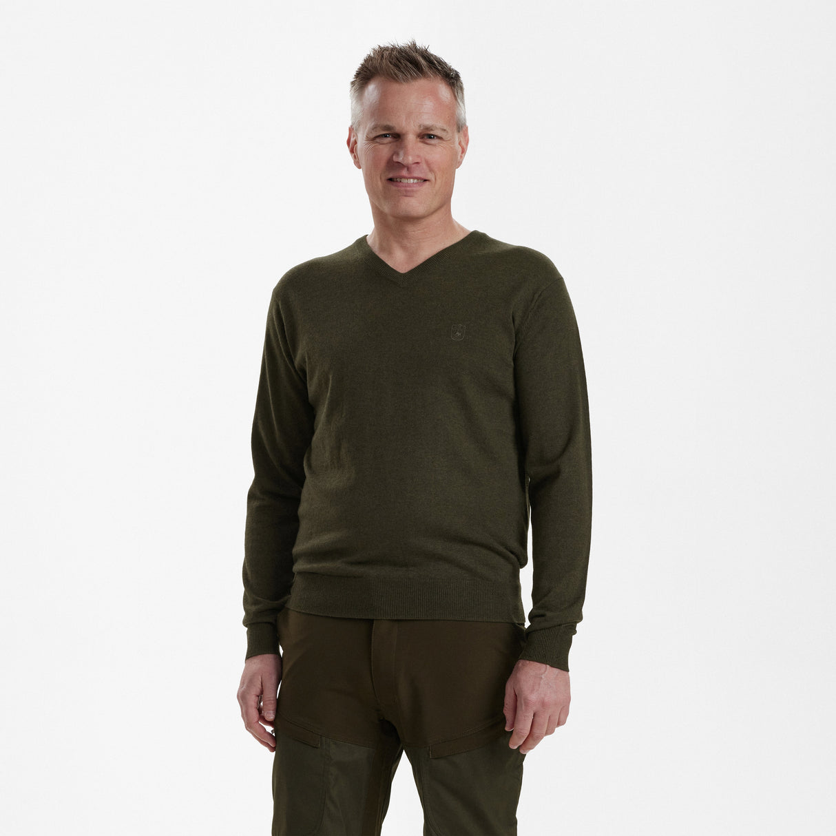 Kingston Strickpullover mit V-Ausschnitt - Green Melange – Deerhunter