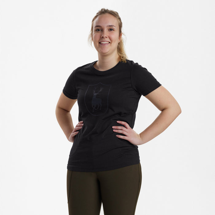 Damen T-Shirt mit Logo Schwarz - Deerhunter
