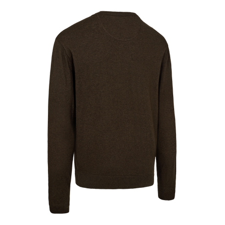 Harrington Strickpullover mit Rundhalsausschnitt – Brown Melange – Deerhunter