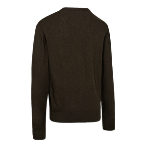 Harrington Strickpullover mit V-Ausschnitt – Brown Melange – Deerhunter