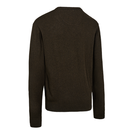 Harrington Strickpullover mit V-Ausschnitt – Brown Melange – Deerhunter