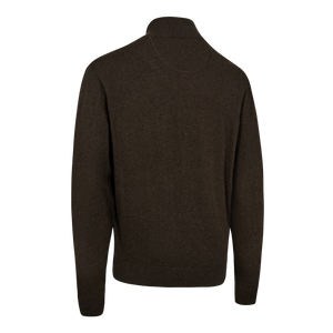 Harrington Strickjacke mit Reißverschlusskragen – Brown Melange – Deerhunter